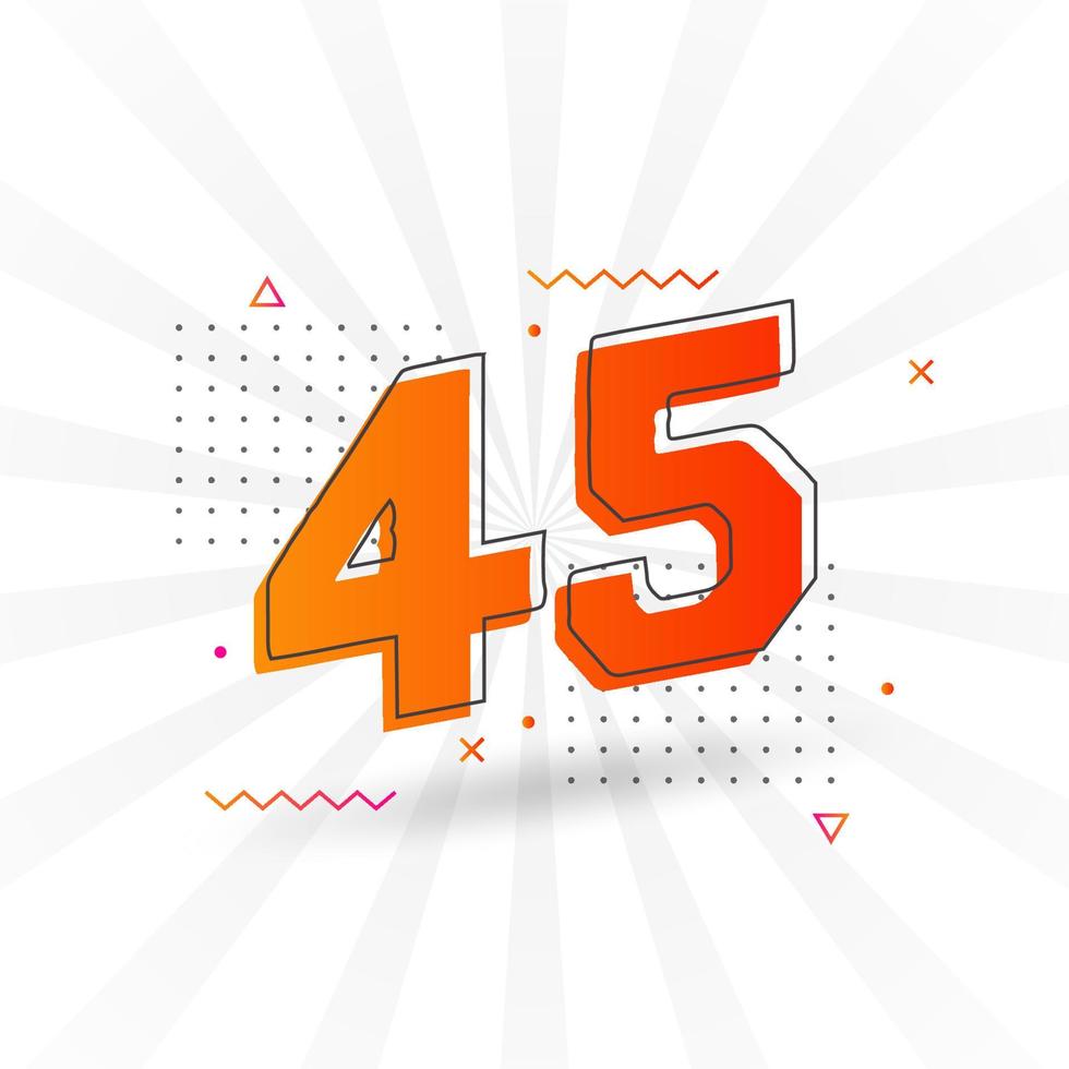 Alfabeto de fuente vectorial de 45 números. número 45 con vector de stock de elemento decorativo