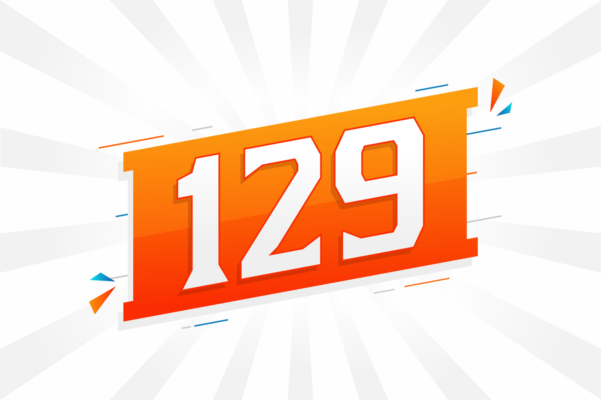 129 number vector font alphabet. Number 129 with decorative element
