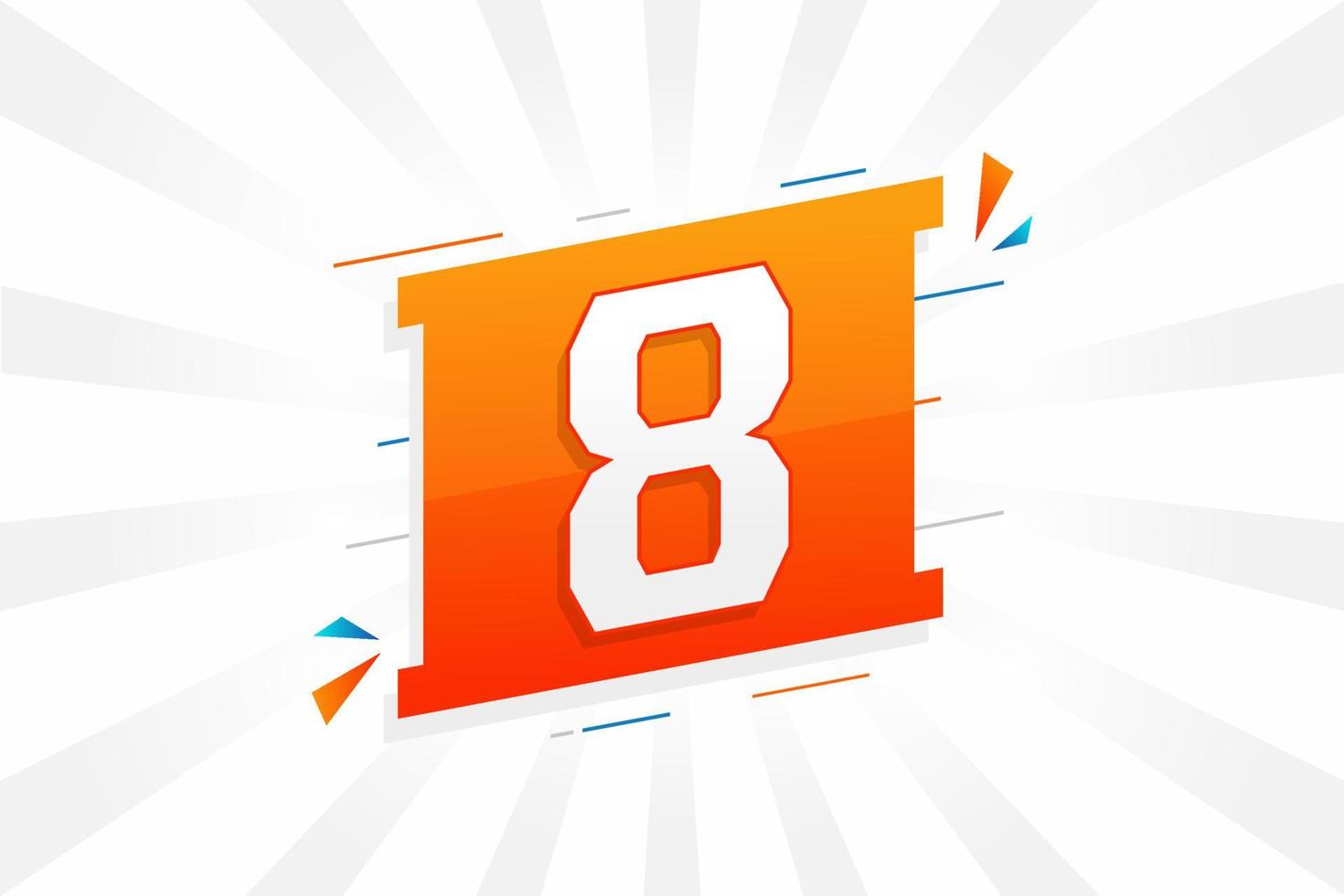 8 number vector font alphabet. Number 8 with decorative element stock vector