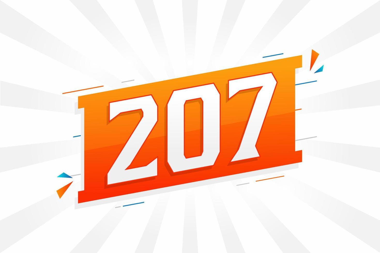 207 number vector font alphabet. Number 207 with decorative element stock vector