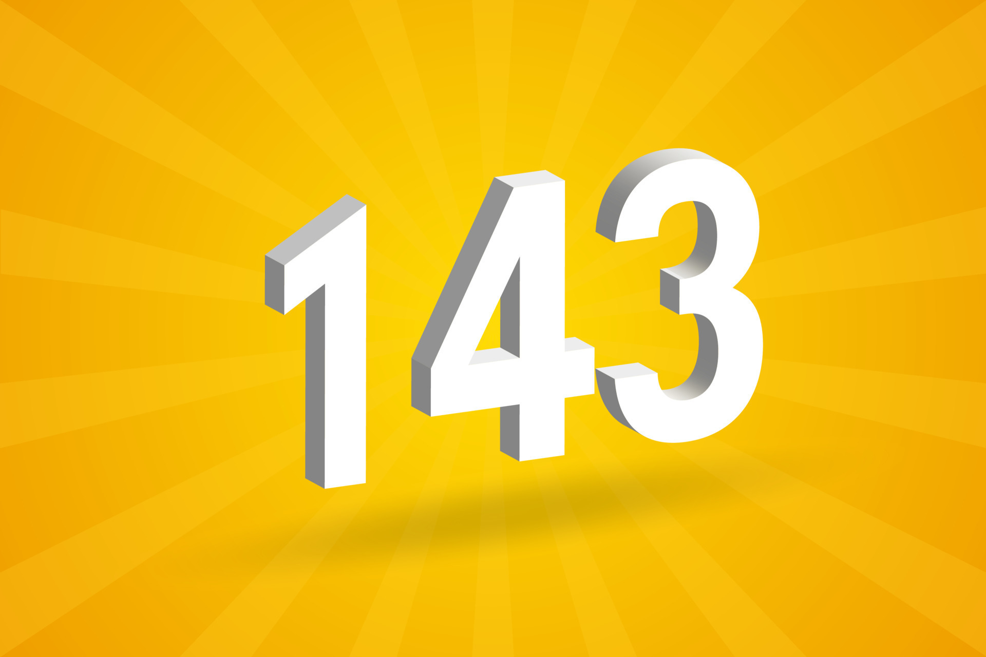 3D 143 number font alphabet. White 3D Number 143 with yellow background ...