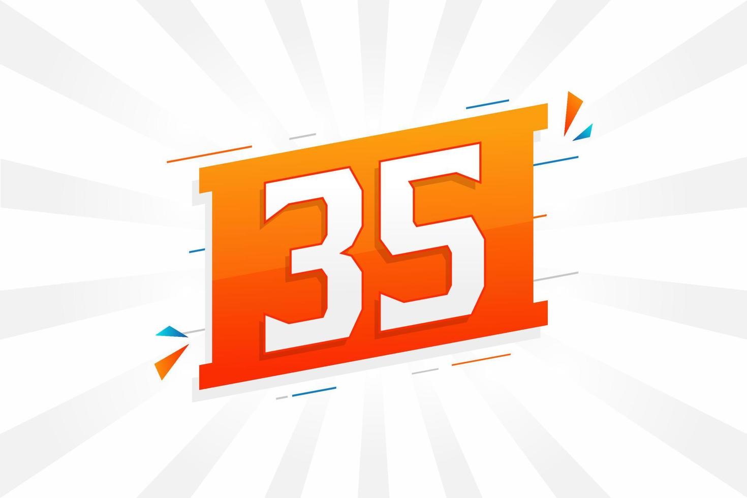 35 number vector font alphabet. Number 35 with decorative element stock vector