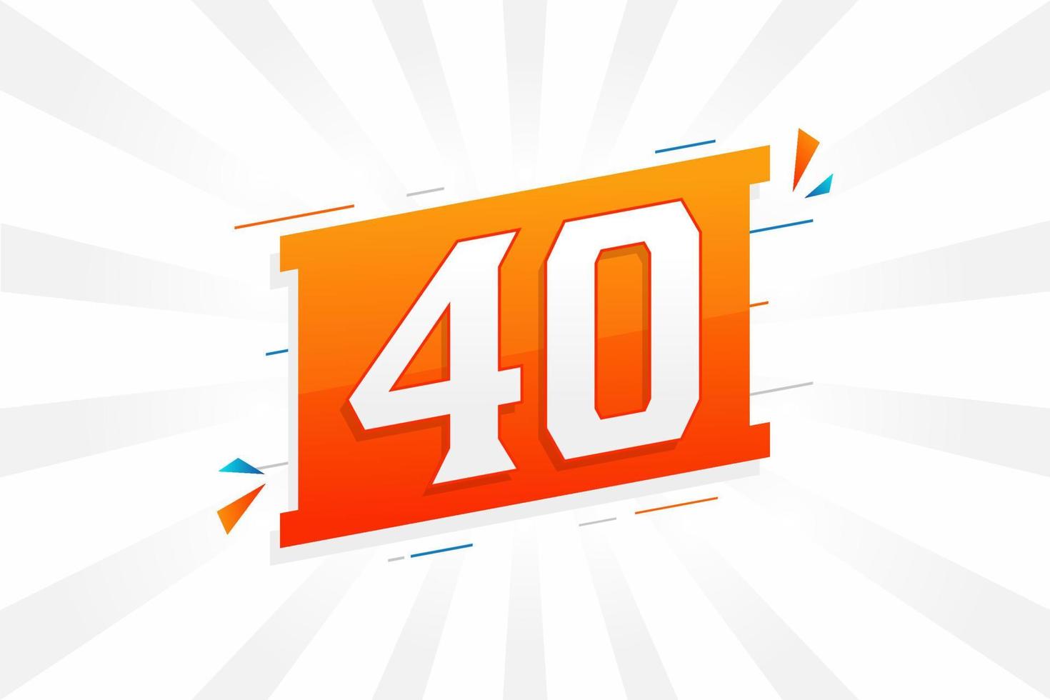 Alfabeto de fuente vectorial de 40 números. número 40 con vector de stock de elemento decorativo