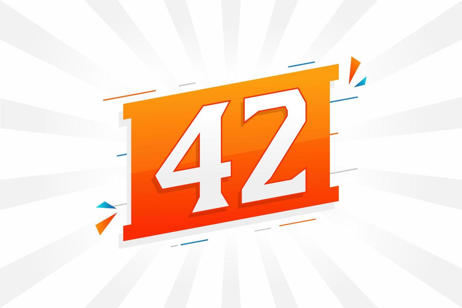 42 number vector font alphabet. Number 42 with decorative element stock vector