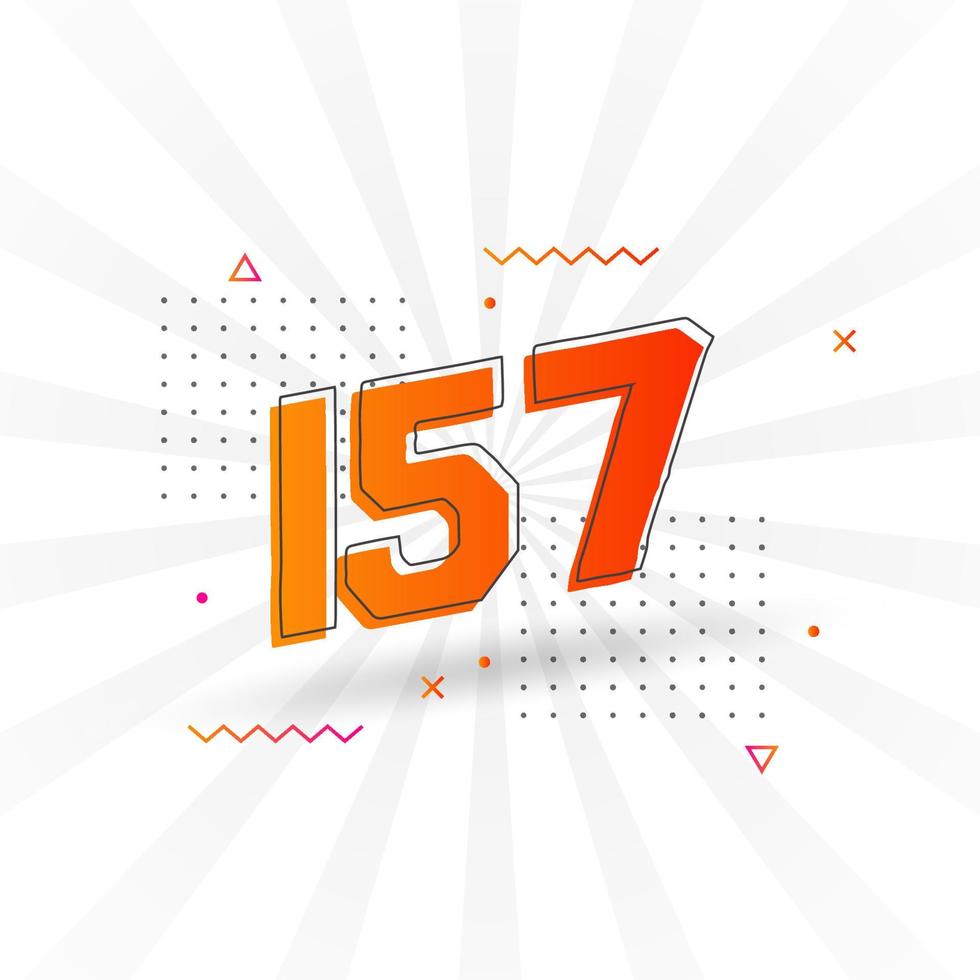 157 number vector font alphabet. Number 157 with decorative element stock vector