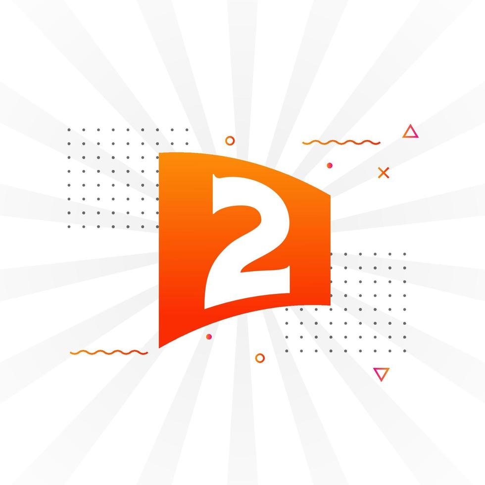 2 number vector font alphabet. Number 2 with decorative element stock vector