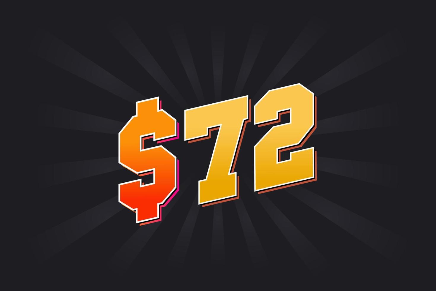 72 Dollar American Money vector text symbol. 72 USD United States Dollar stock vector