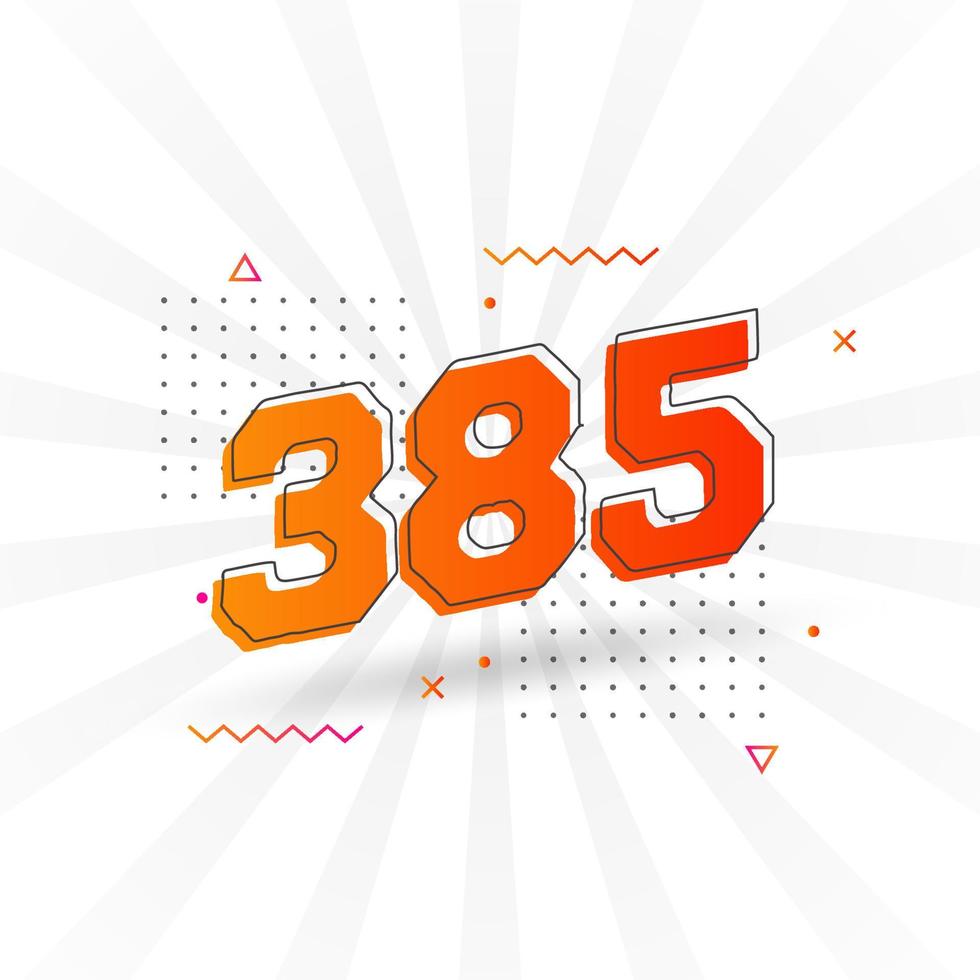 385 number vector font alphabet. Number 385 with decorative element stock vector