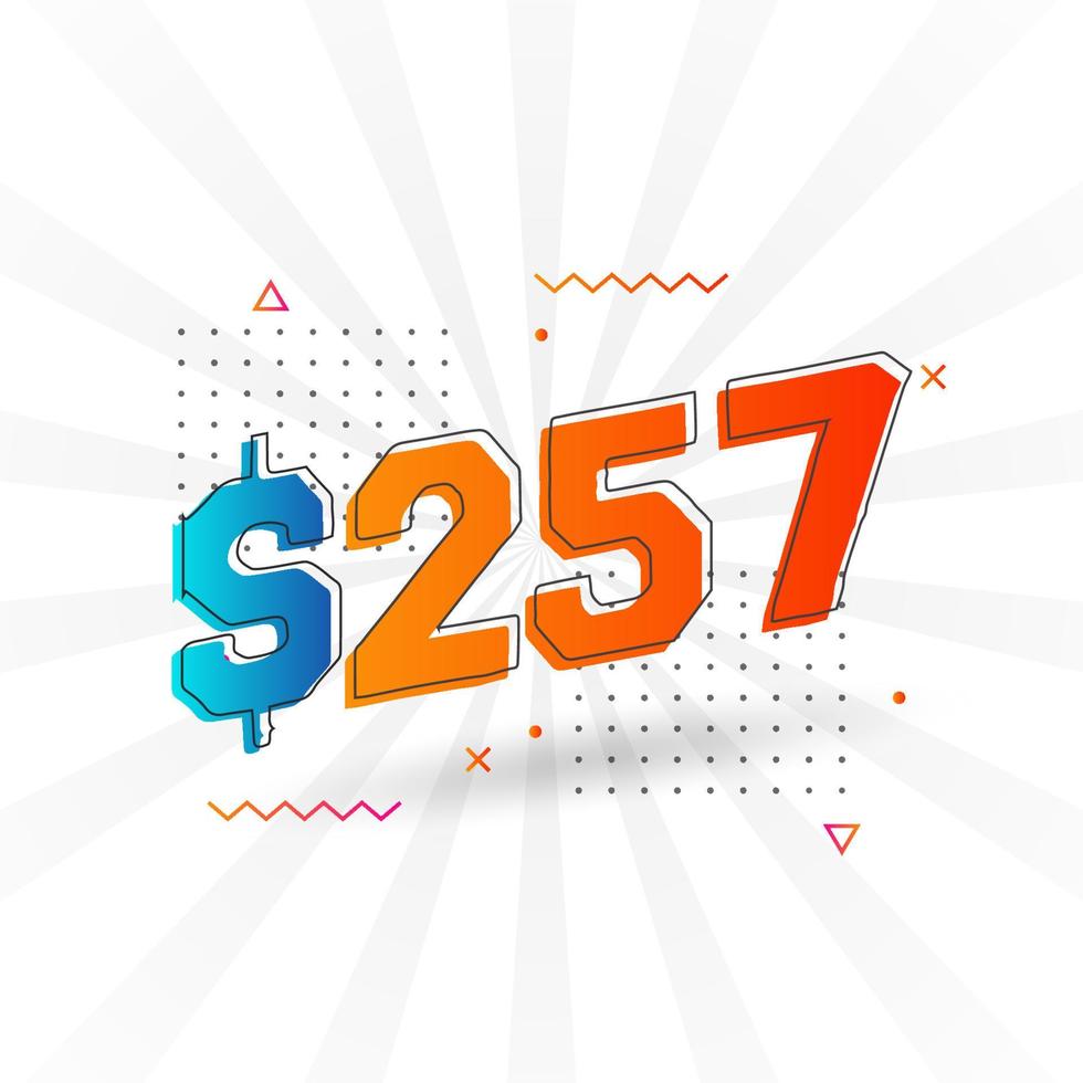 257 Dollar currency vector text symbol. 257 USD United States Dollar ...