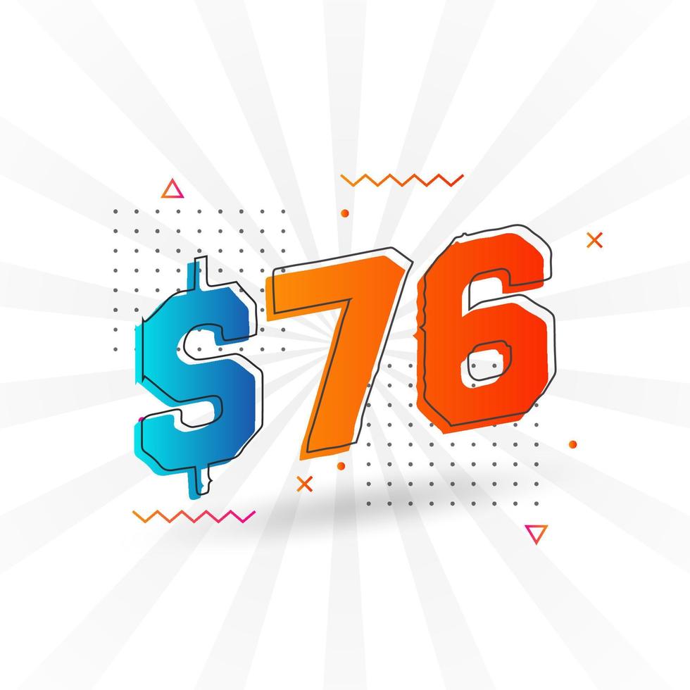 76 Dollar currency vector text symbol 76 USD United States Dollar 76 Dollar currency vector text symbol 76 USD United States Dollar