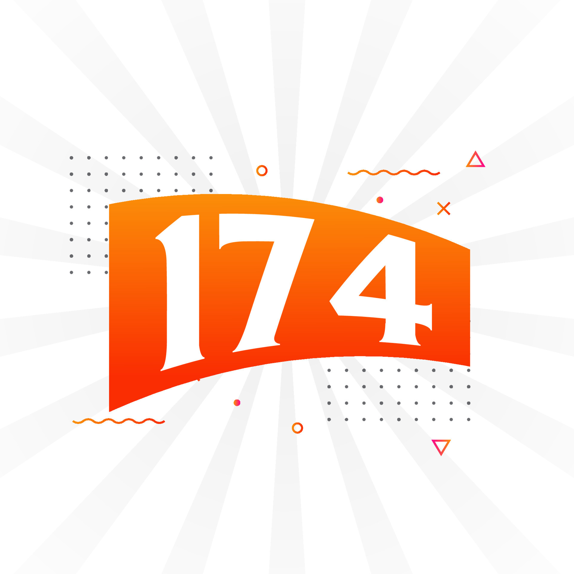 174 number vector font alphabet. Number 174 with decorative element ...
