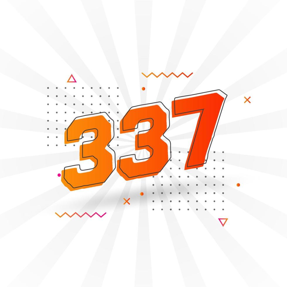 337 number vector font alphabet. Number 337 with decorative element stock vector
