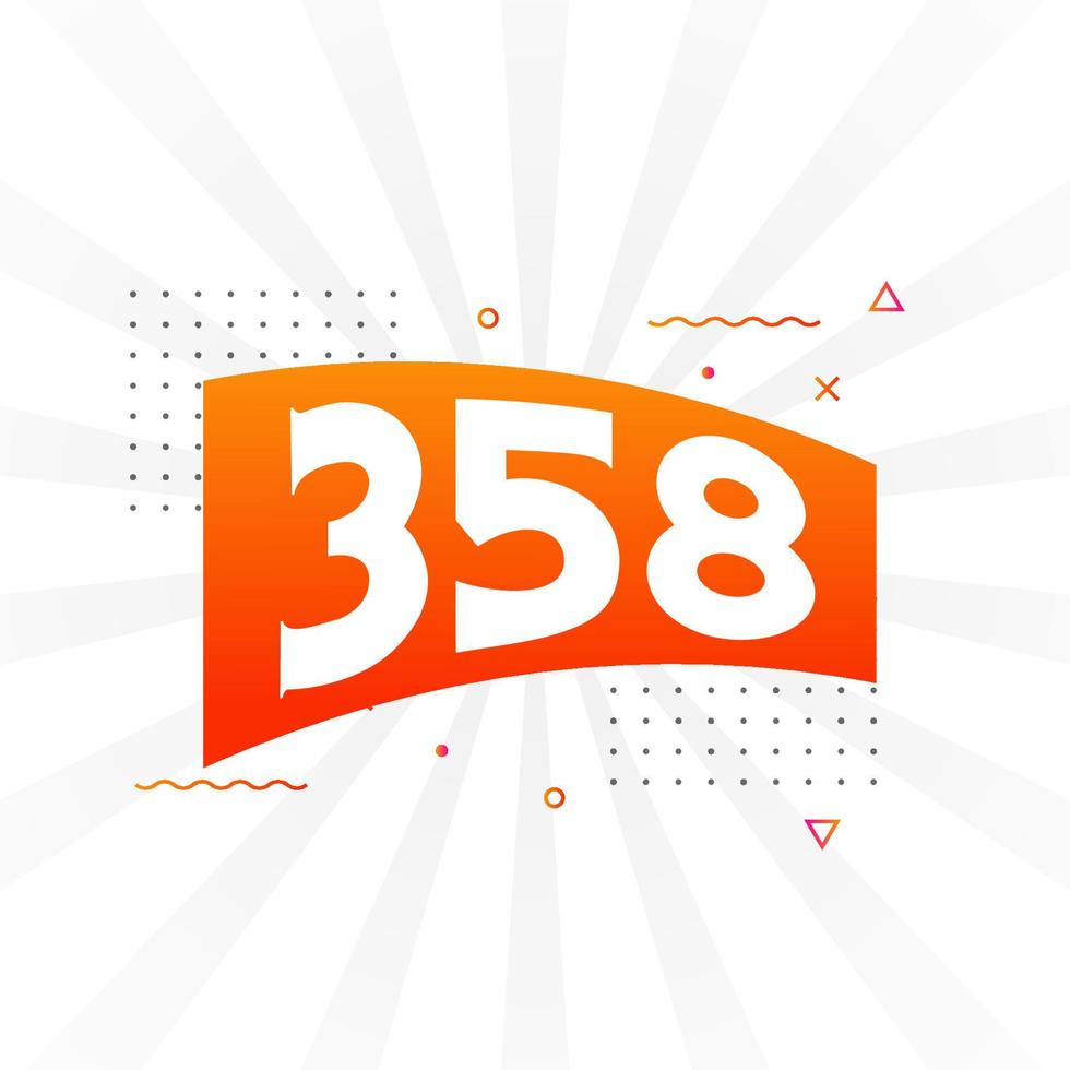 358 number vector font alphabet. Number 358 with decorative element stock vector