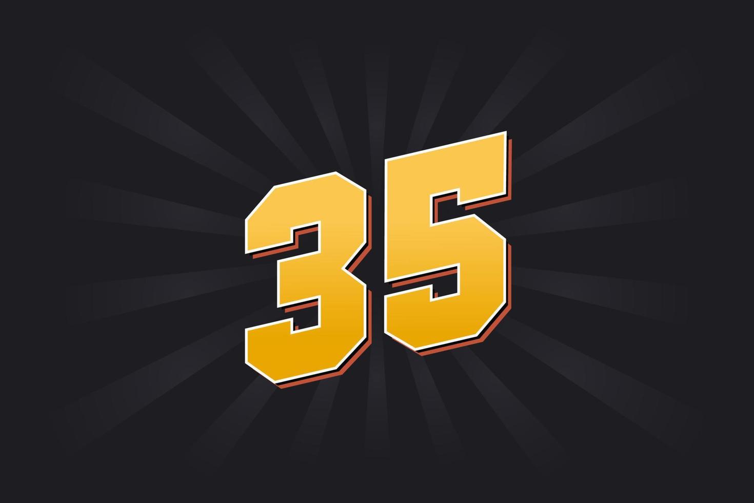 Number 35 Vector Font Alphabet Yellow 35 Number With Black Background 100-billion-divided-by-100-million