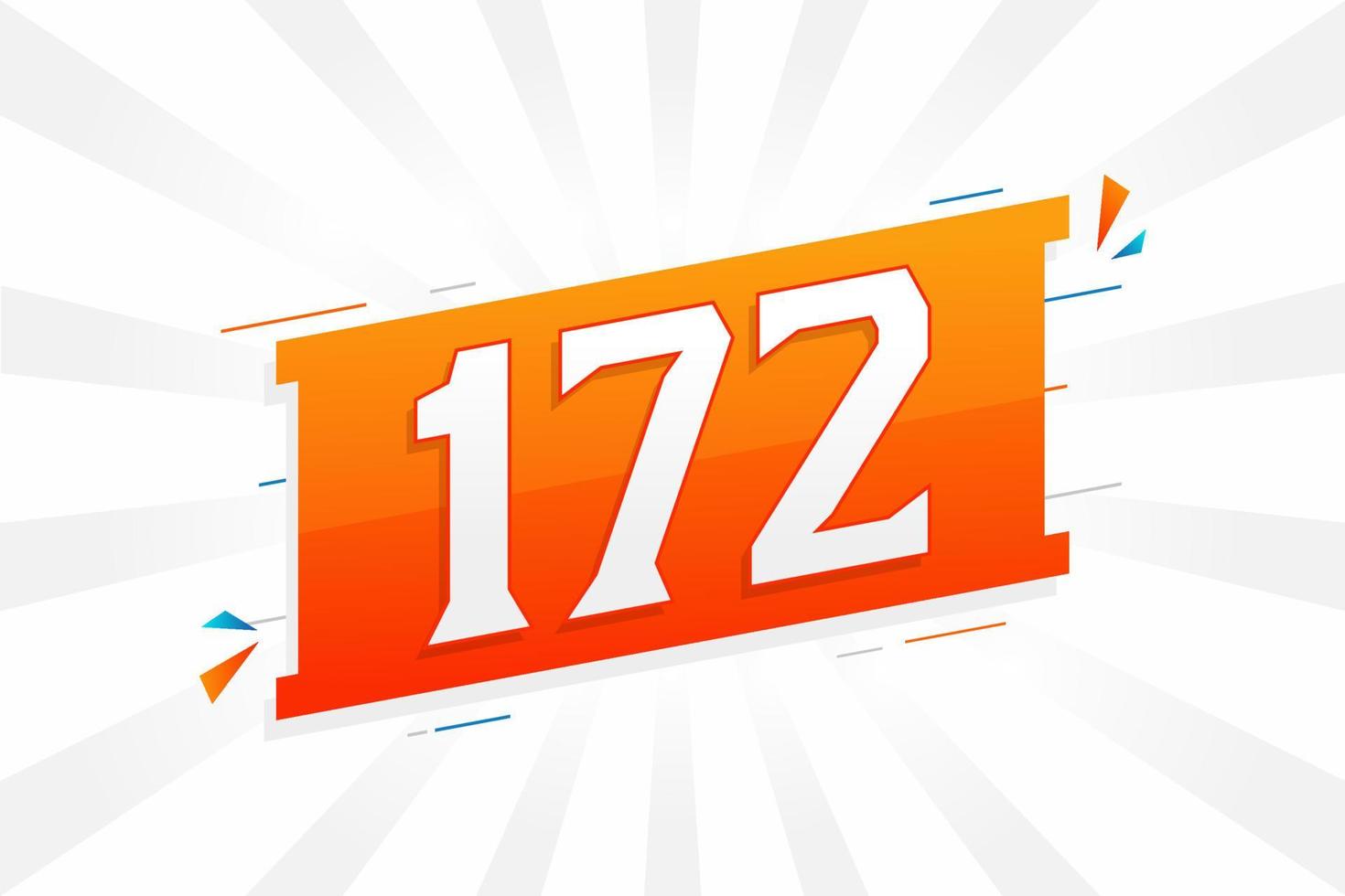 172 number vector font alphabet. Number 172 with decorative element