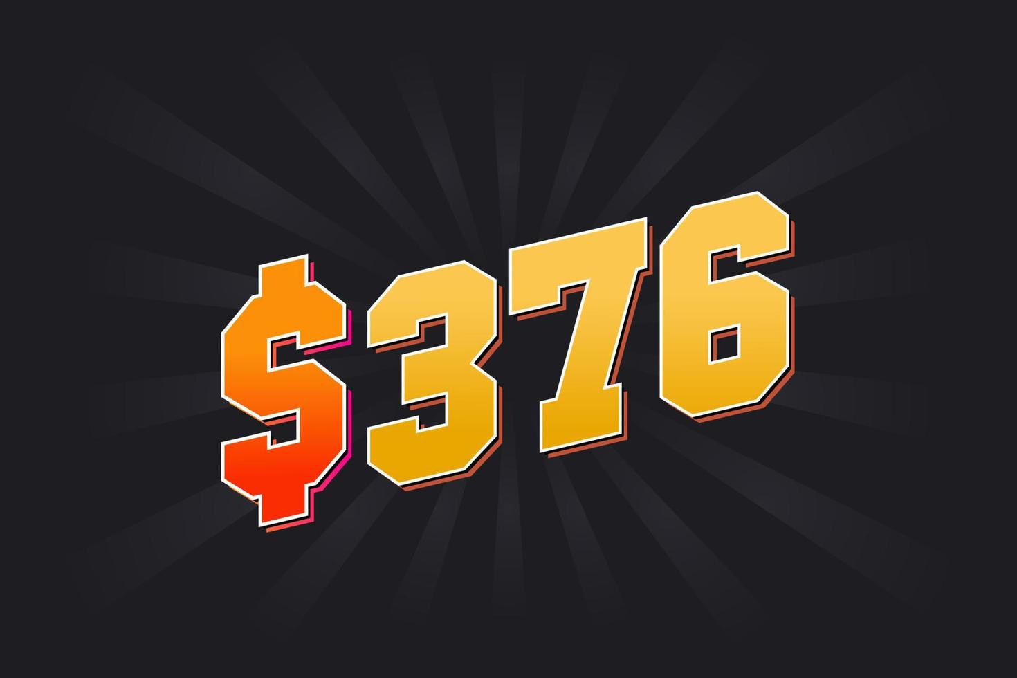 376 Dollar American Money vector text symbol. 376 USD United States Dollar stock vector