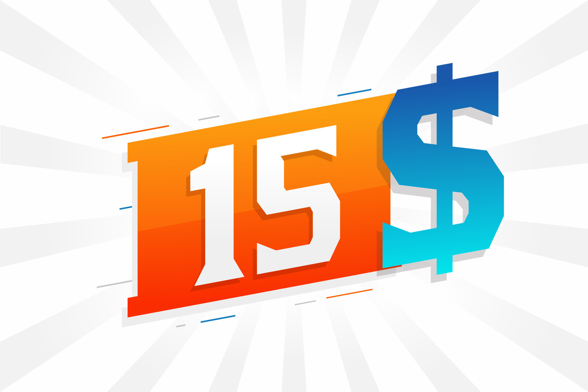 15 Dollar Currency Vector Text Symbol 15 USD United States Dollar 