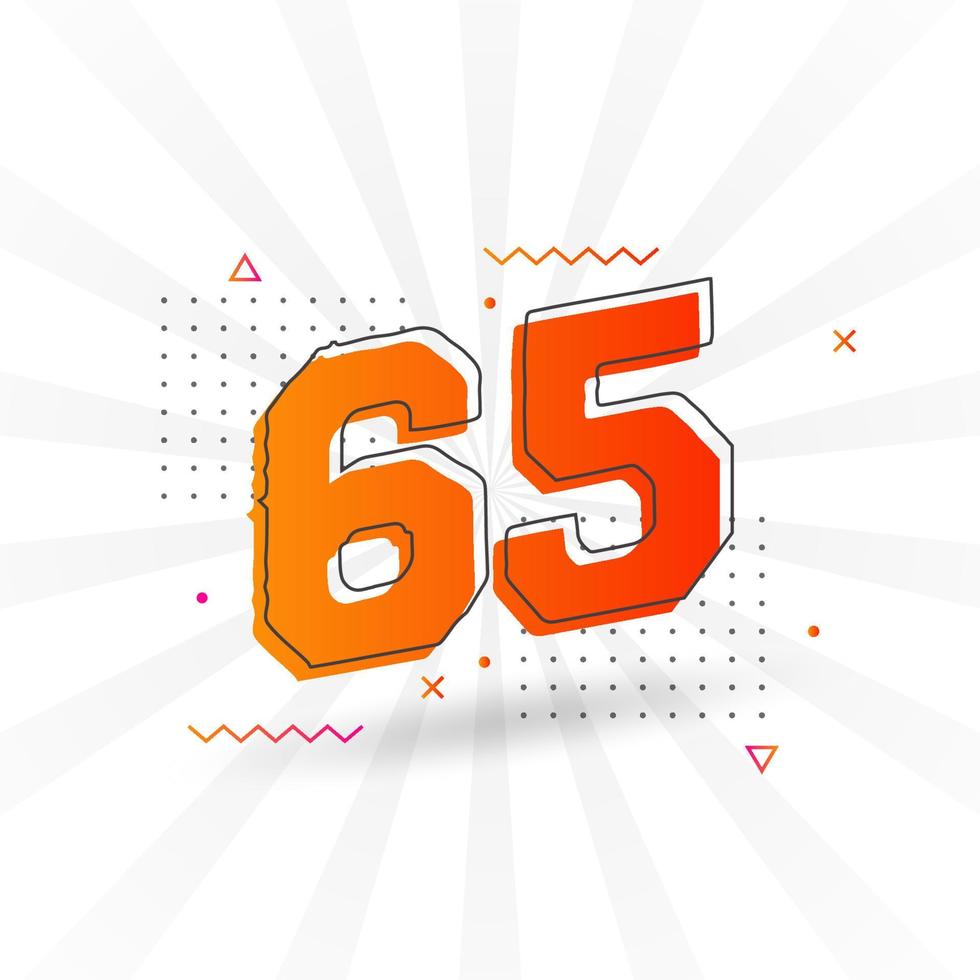 65 number vector font alphabet. Number 65 with decorative element stock vector