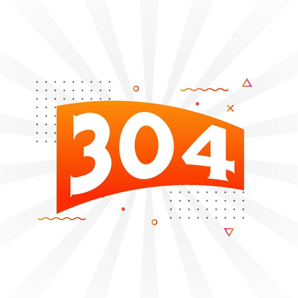 304 number vector font alphabet. Number 304 with decorative element stock vector