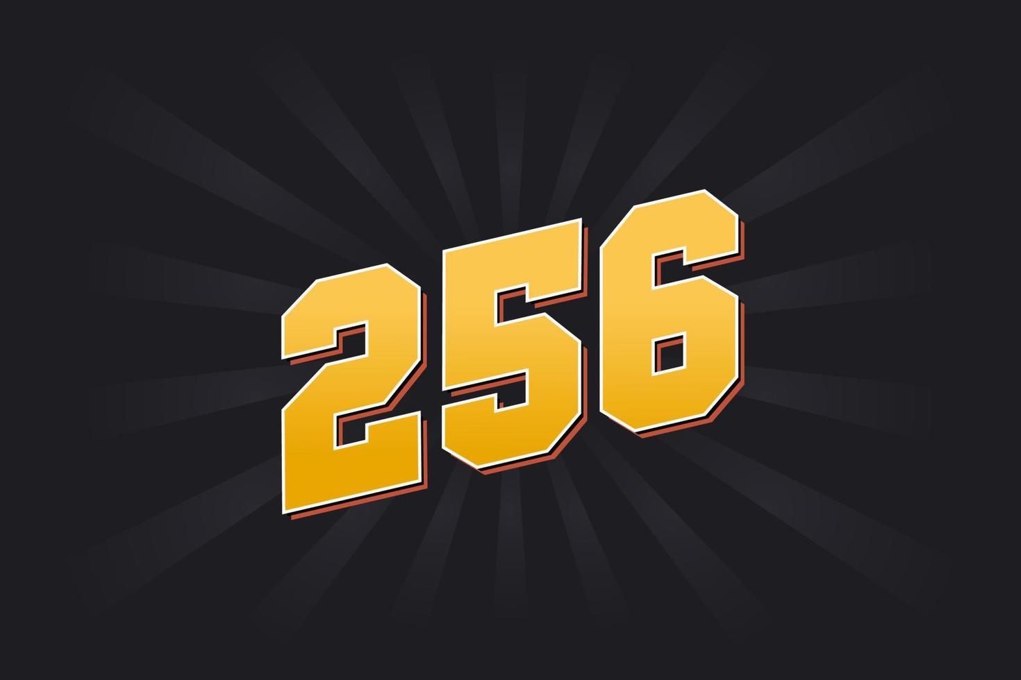 Number 256 vector font alphabet. Yellow 256 number with black ...