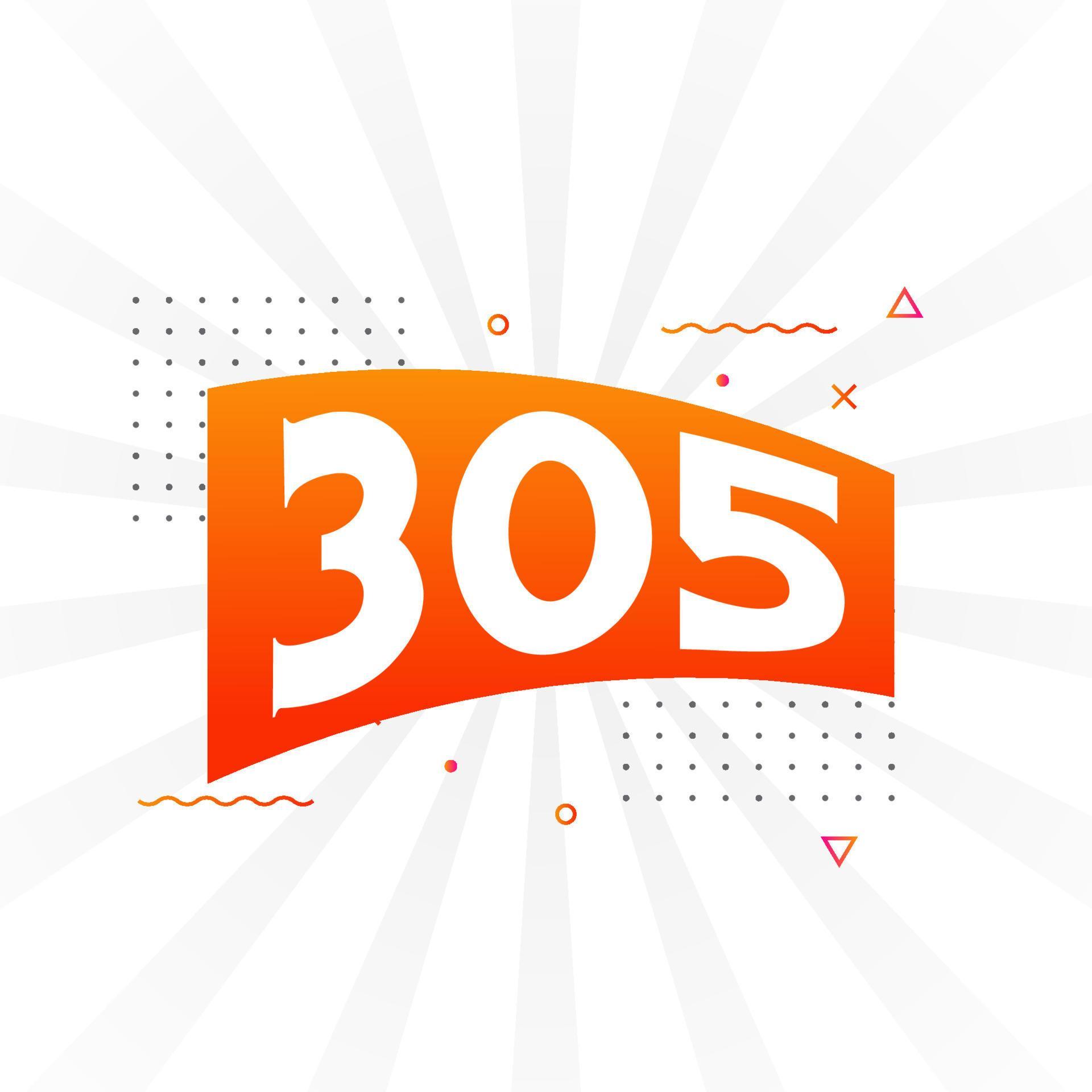305 number vector font alphabet Number 305 with decorative element