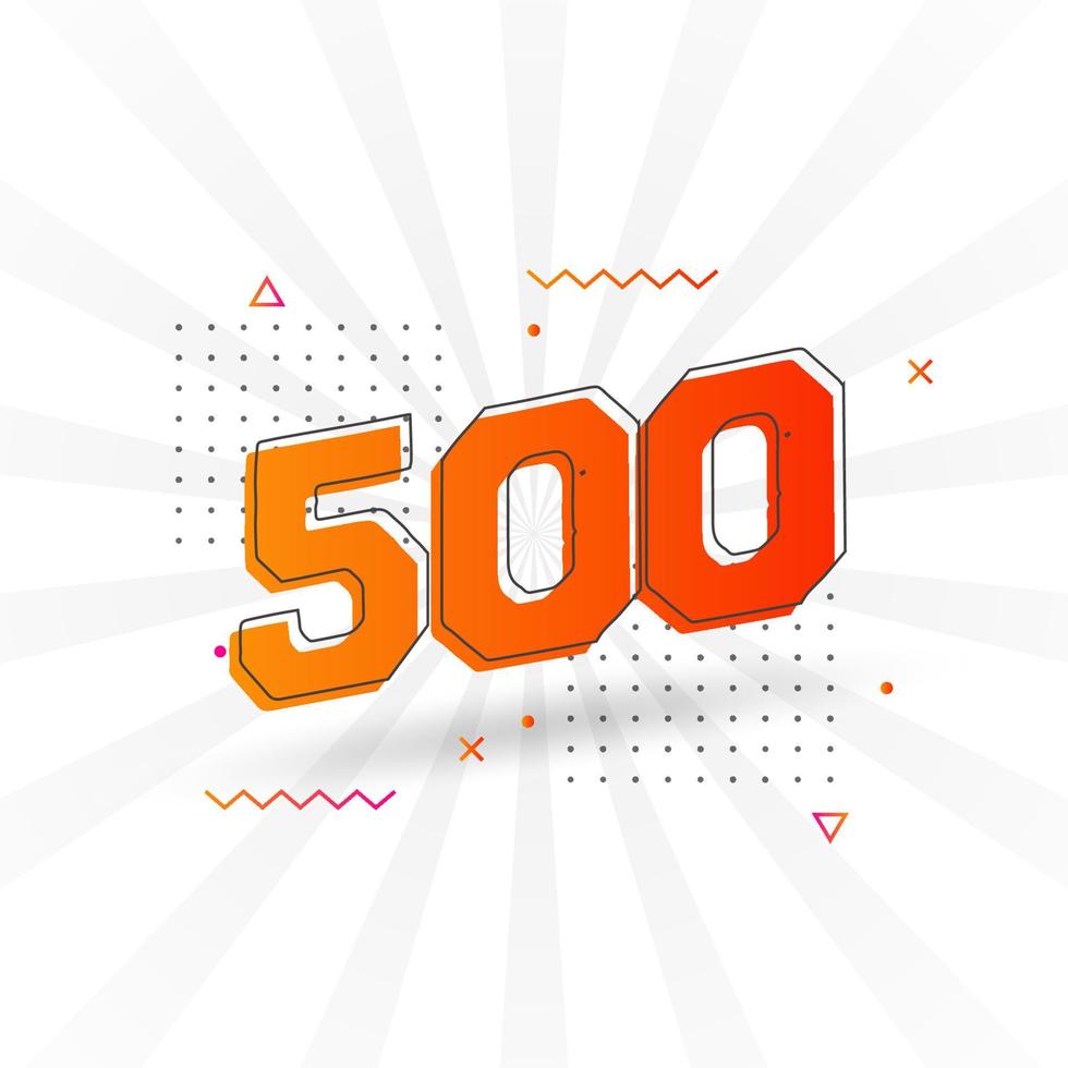 Alfabeto de fuente vectorial de 500 números. número 500 con vector de stock de elemento decorativo