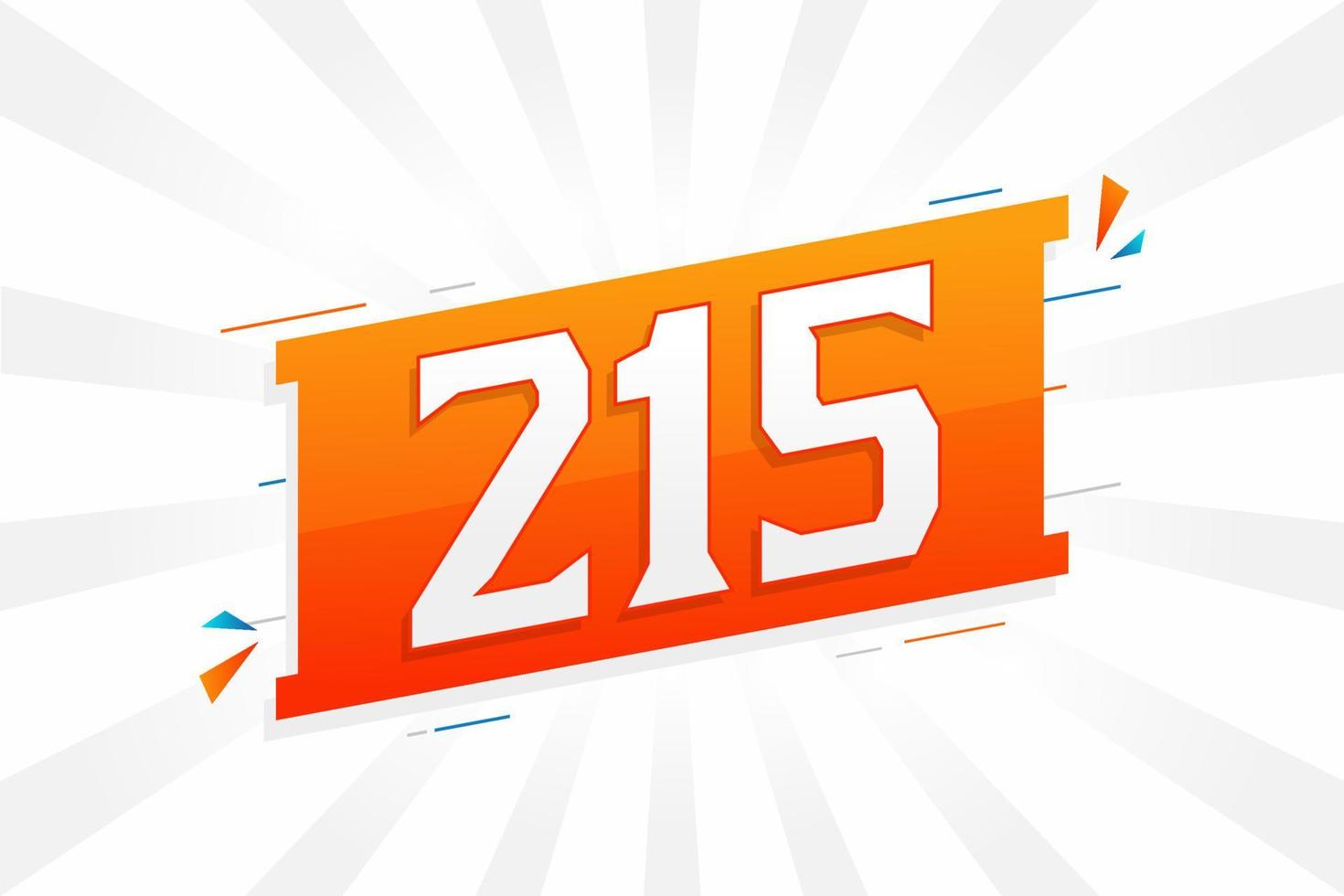 Alfabeto de fuente vectorial de 215 números. número 215 con vector de
