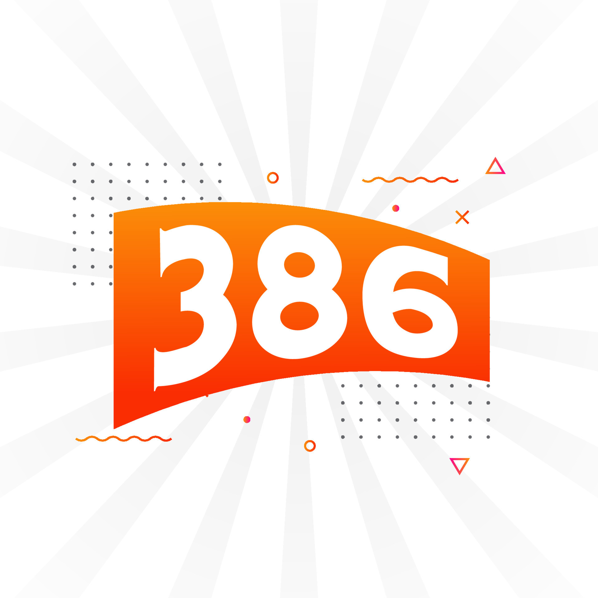 386 number vector font alphabet. Number 386 with decorative element ...