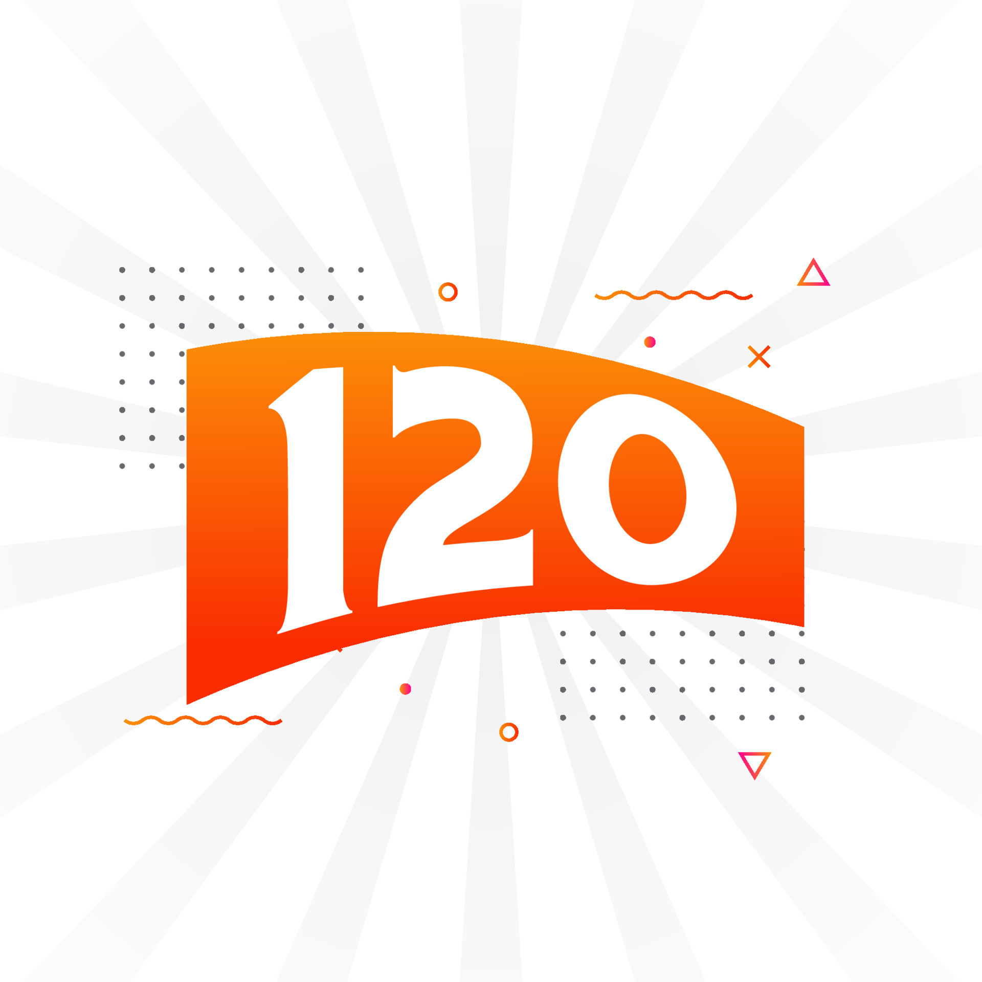 120 number vector font alphabet number 120 with decorative element 
