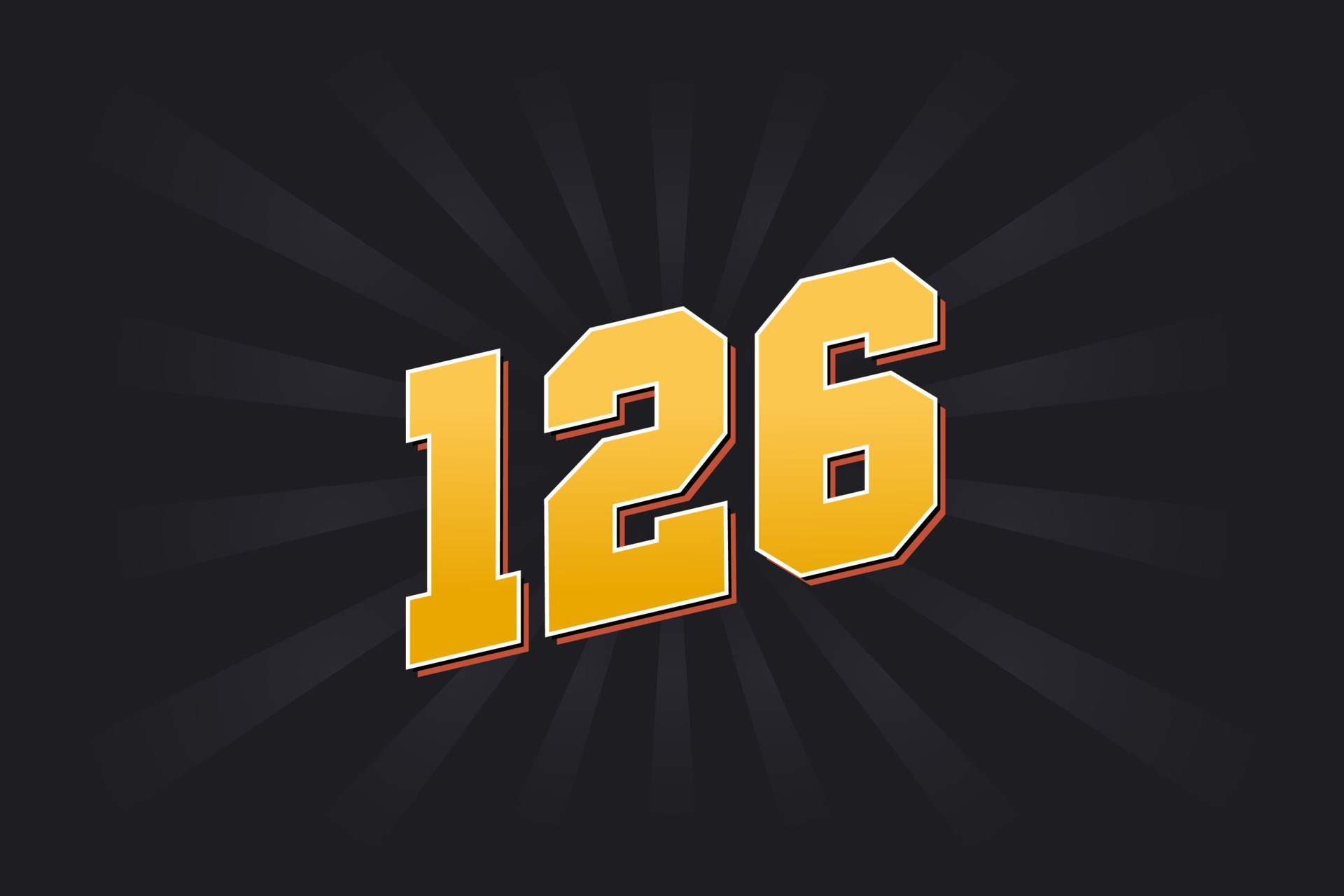 Number 126 Vector Font Alphabet Yellow 126 Number With Black 
