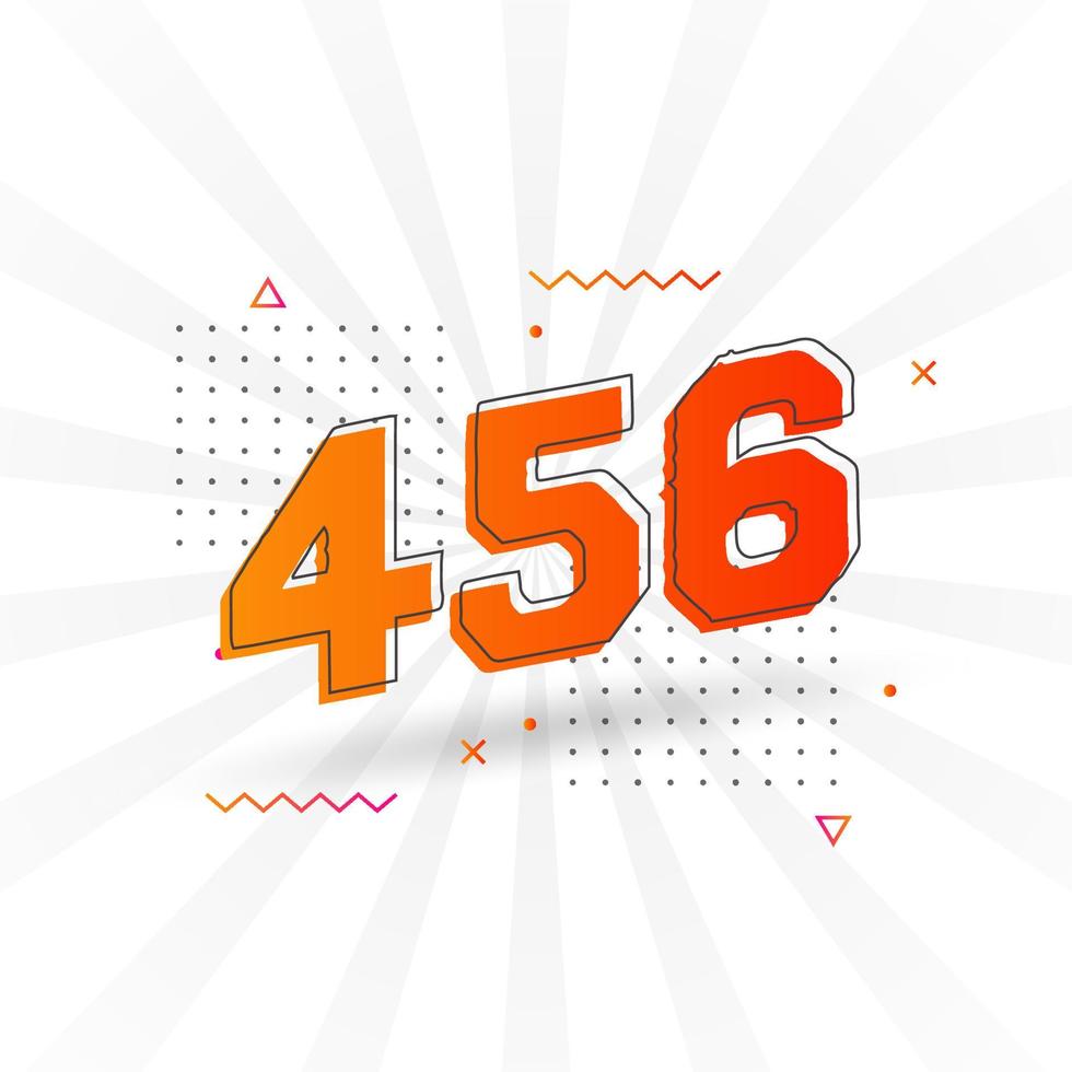 456 number vector font alphabet. Number 456 with decorative