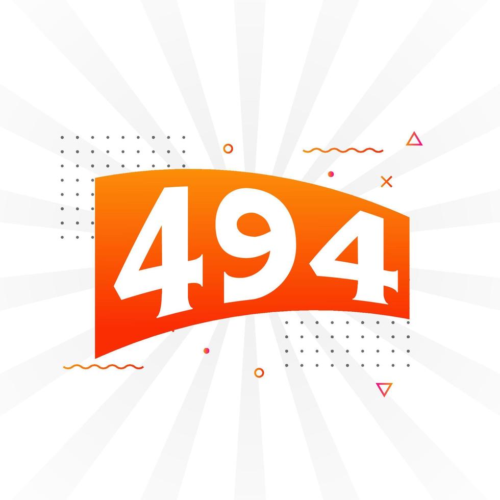 494 number vector font alphabet. Number 494 with decorative element stock vector