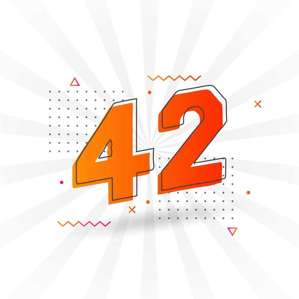 42 number vector font alphabet. Number 42 with decorative element stock vector