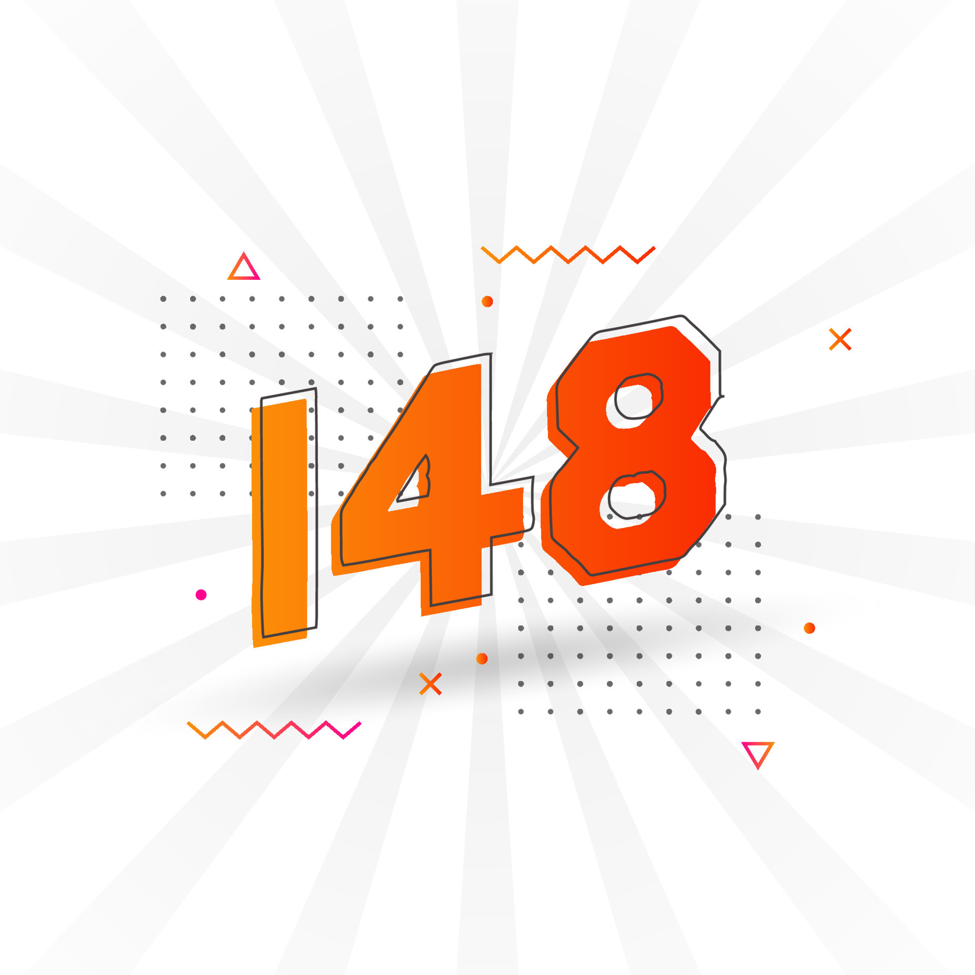 148 number vector font alphabet. Number 148 with decorative element