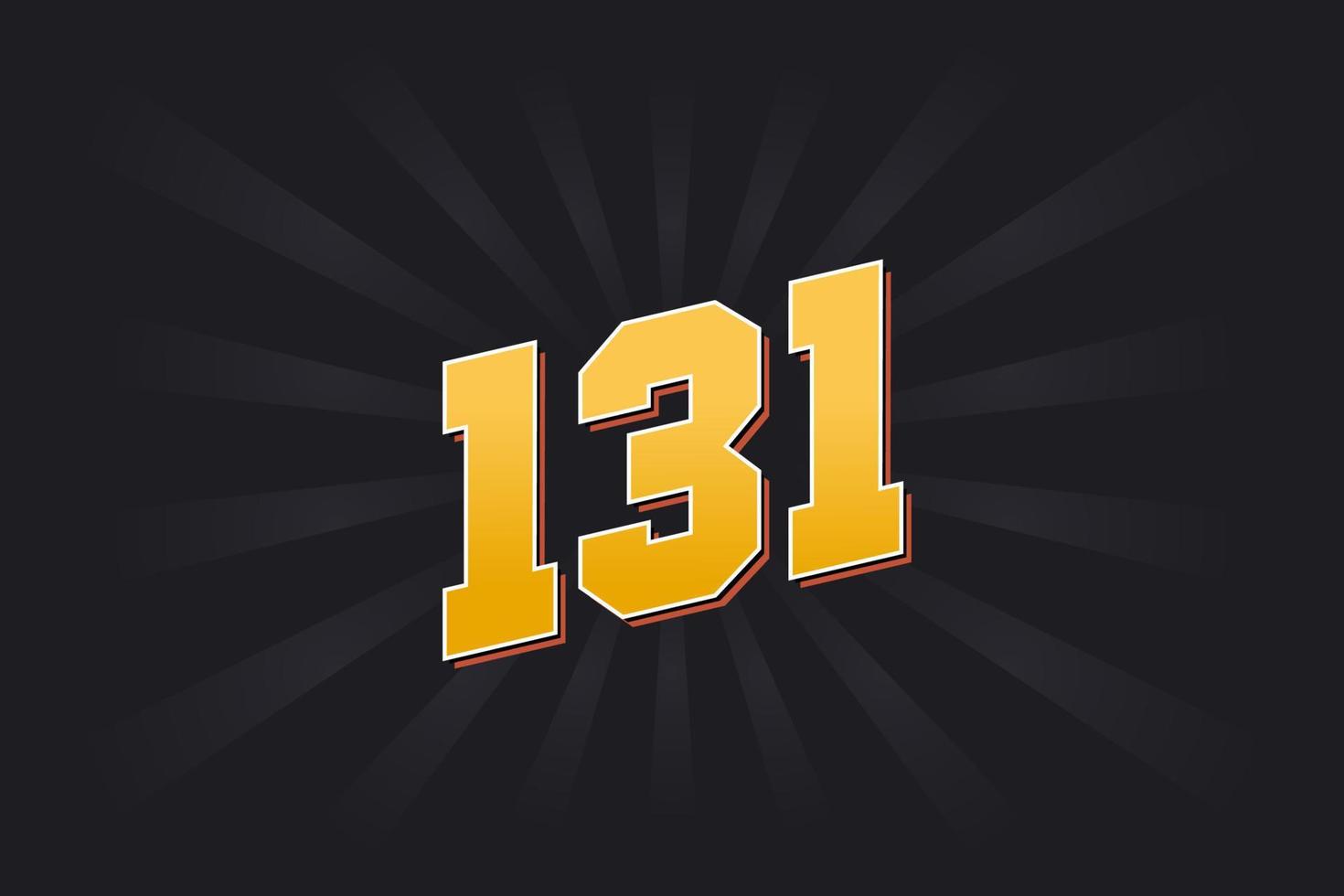 Number 131 vector font alphabet. Yellow 131 number with black background