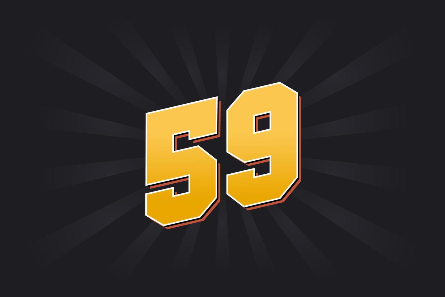 Number 59 vector font alphabet. Yellow 59 number with black background