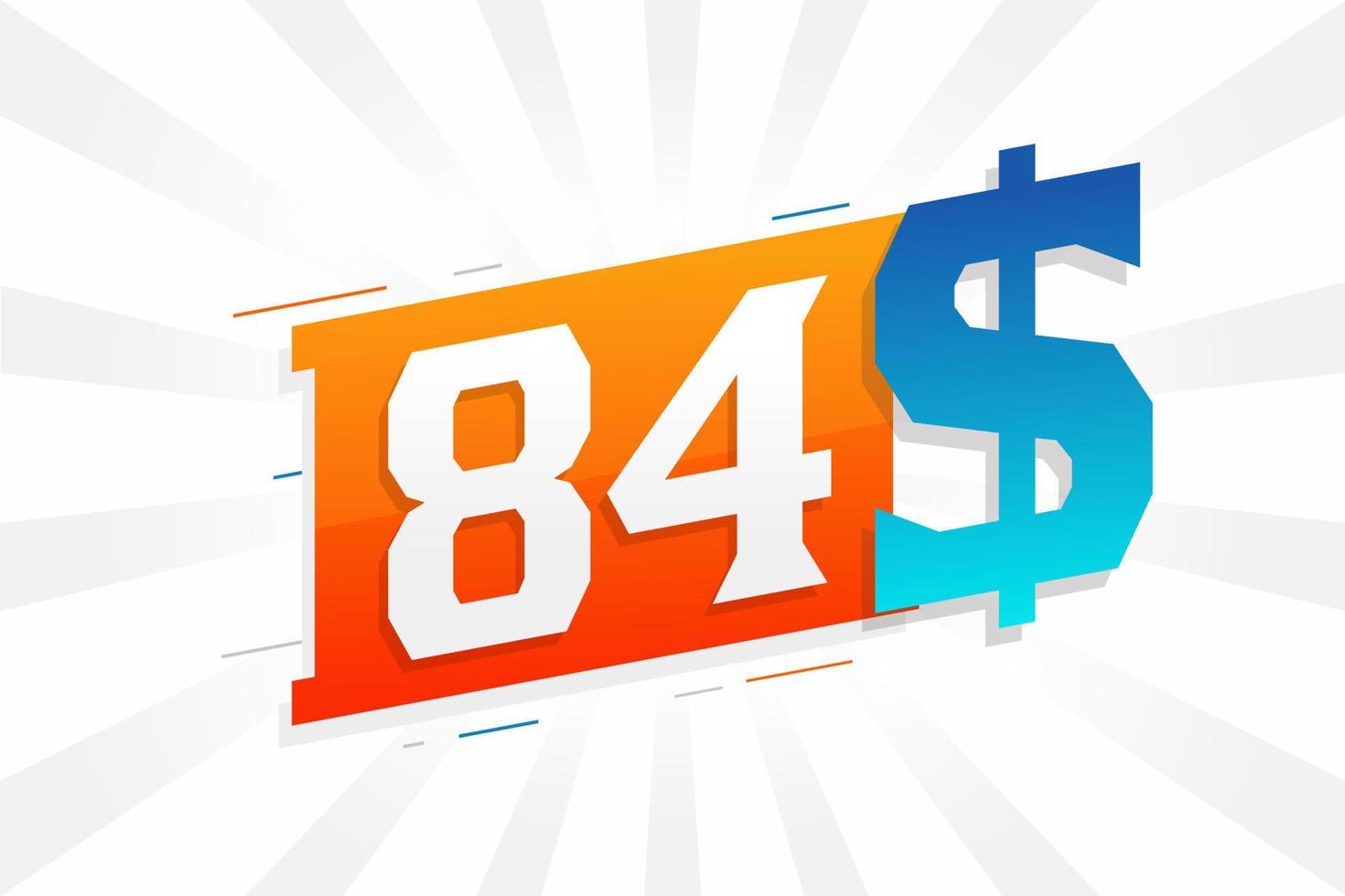 84 Dollar currency vector text symbol. 84 USD United States Dollar ...