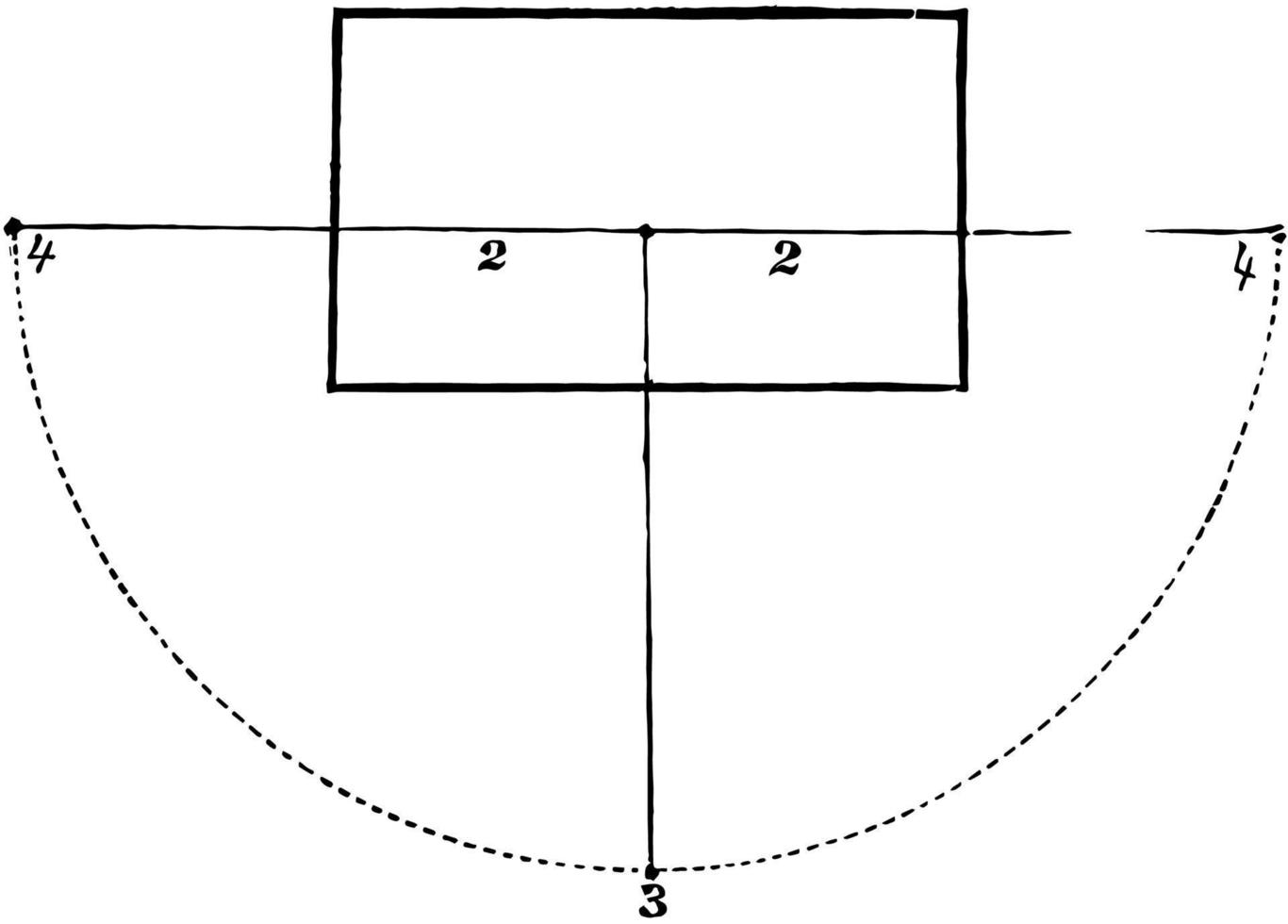 perspectiva paralela, punto común de intersección, grabado antiguo. vector