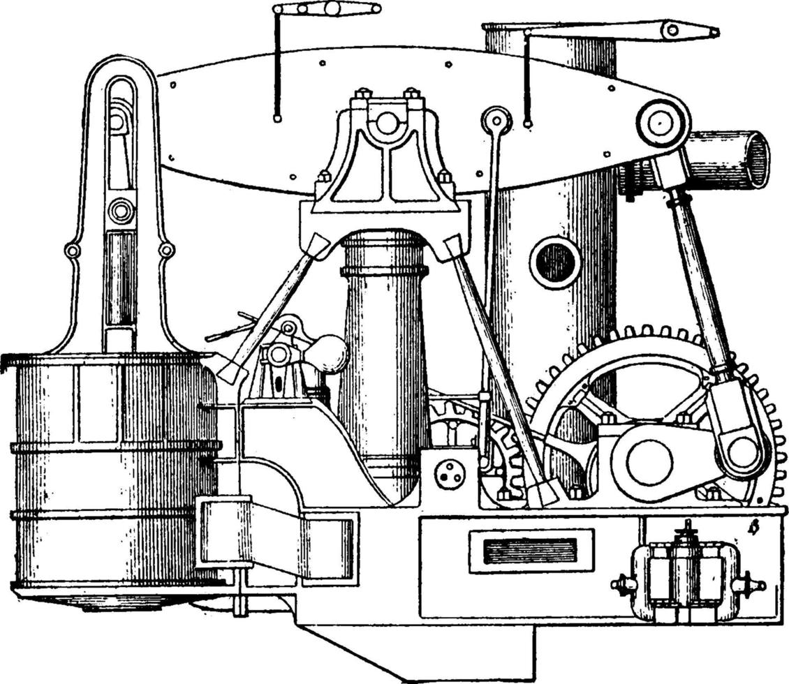 Ship Engine, vintage illustration. vector