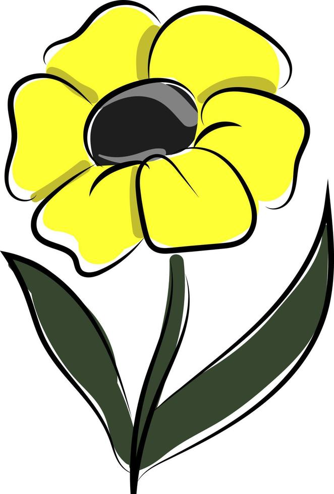 Yellow flower, illustration, vector on white background.