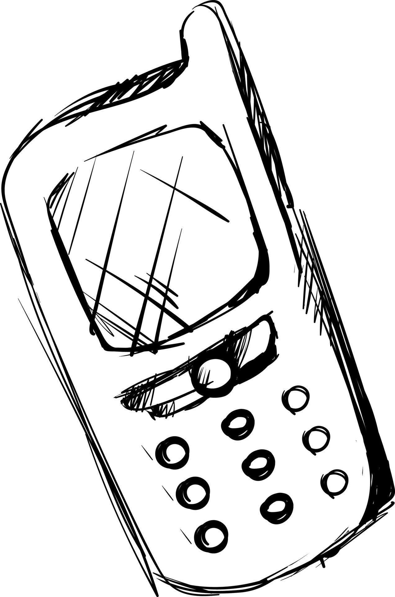 Mobile phone drawing, illustration, vector on white background