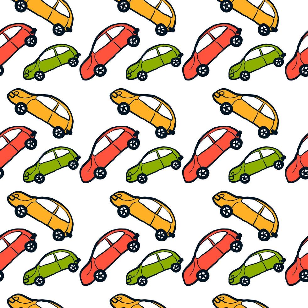 Cars pattern, illustration, vector on white background.