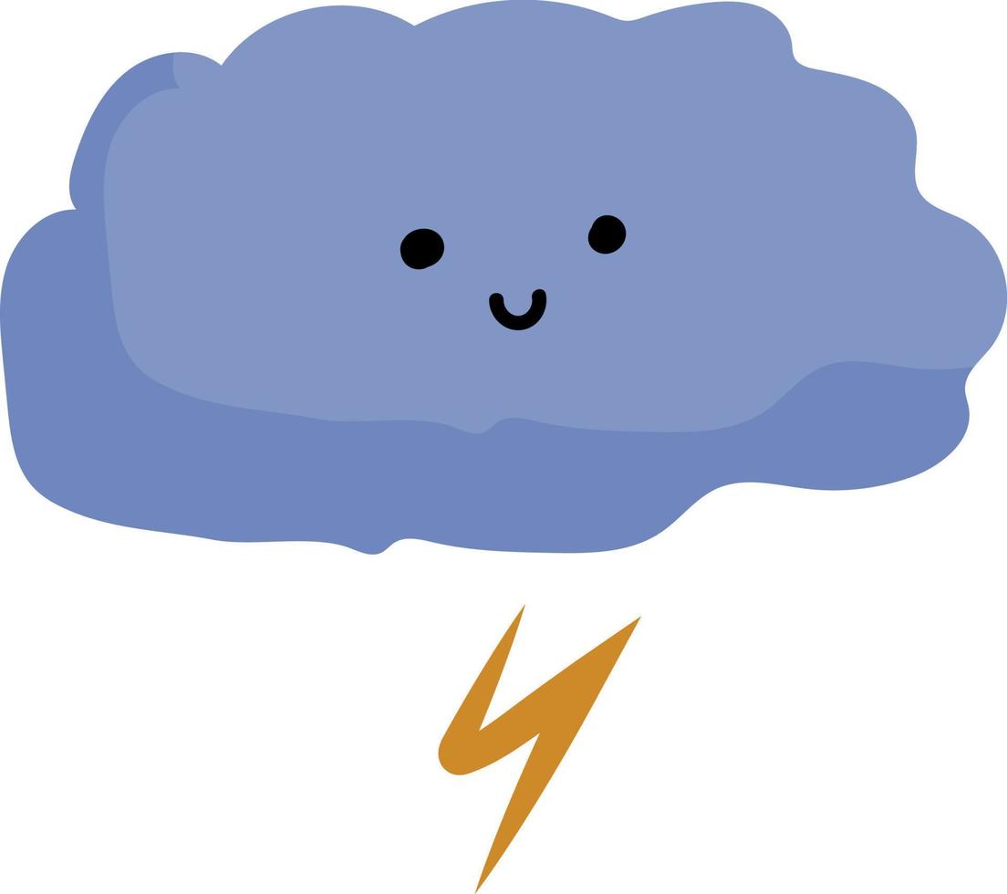 nube de trueno feliz, ilustración, vector sobre fondo blanco.