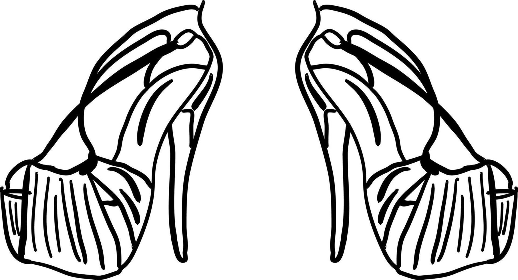 Womans shoes sketch, illustration, vector on white background.