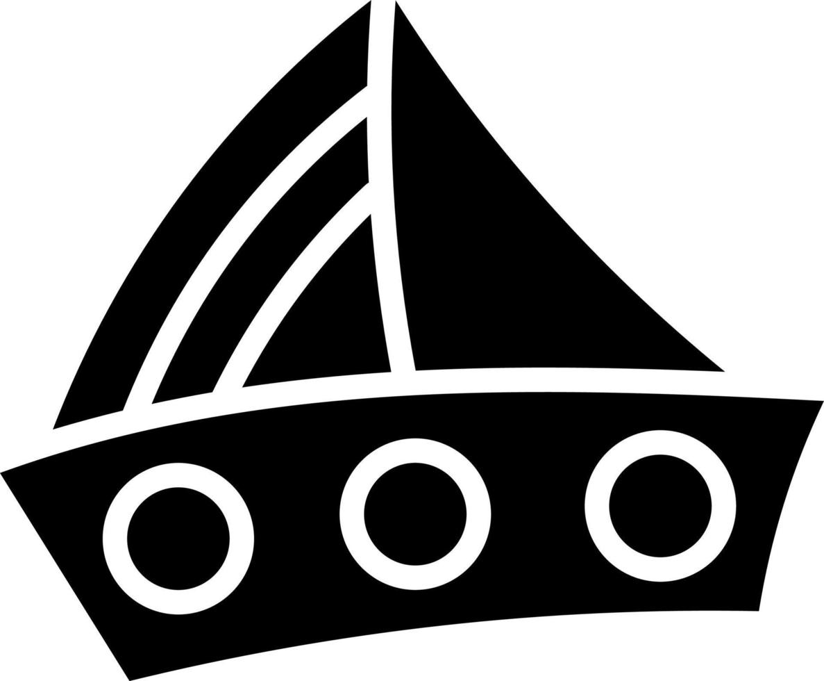 Black little ship, illustration, vector on white background.