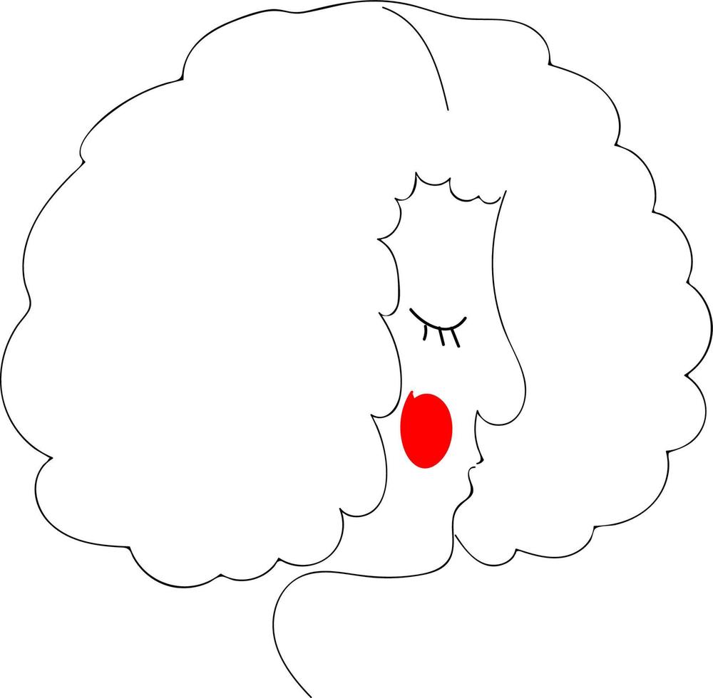 A curly girl, vector or color illustration.