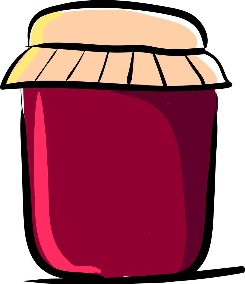 Red jam jar, illustration, vector on white background.