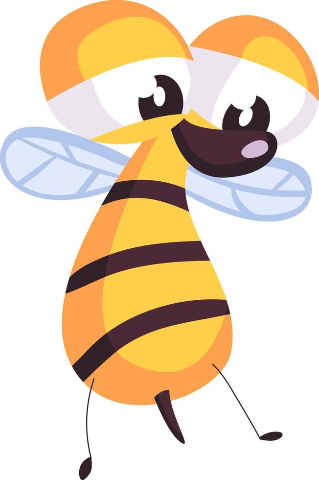 Sad bee, illustration, vector on white background.