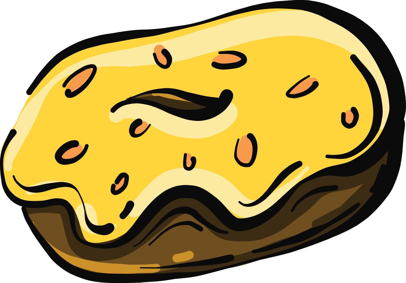 donut amarillo, ilustración, vector sobre fondo blanco.