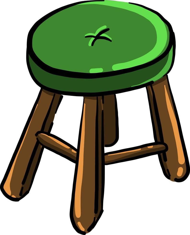 Green stool, illustration, vector on white background